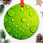 Green Water Drops Round Ornament (Two Sides)