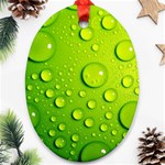 Green Water Drops Oval Ornament (Two Sides)