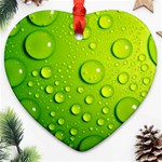 Green Water Drops Heart Ornament (Two Sides)