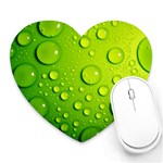 Green Water Drops Heart Mousepad