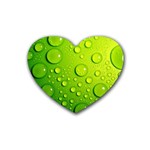 Green Water Drops Rubber Coaster (Heart)