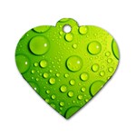 Green Water Drops Dog Tag Heart (One Side)
