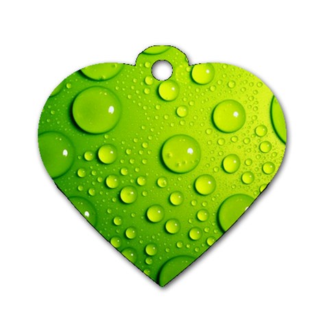 Green Water Drops Dog Tag Heart (Two Sides) from ArtsNow.com Back