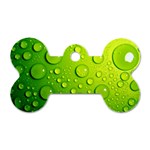 Green Water Drops Dog Tag Bone (Two Sides)