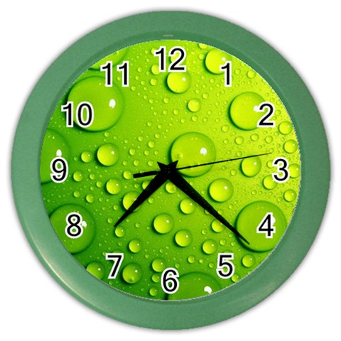 Green Water Drops Color Wall Clock from ArtsNow.com Front