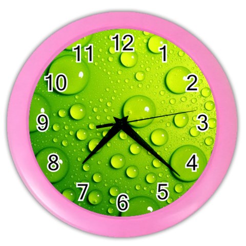 Green Water Drops Color Wall Clock from ArtsNow.com Front