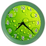 Green Water Drops Color Wall Clock