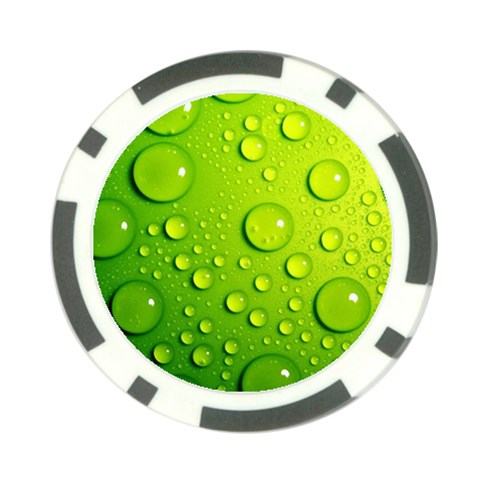 Green Water Drops Poker Chip Card Guard from ArtsNow.com Front