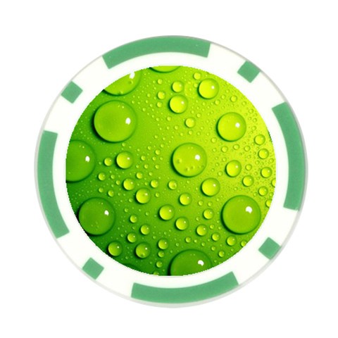 Green Water Drops Poker Chip Card Guard from ArtsNow.com Front