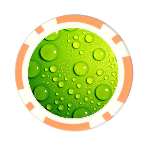 Green Water Drops Poker Chip Card Guard from ArtsNow.com Front