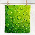 Green Water Drops Face Towel