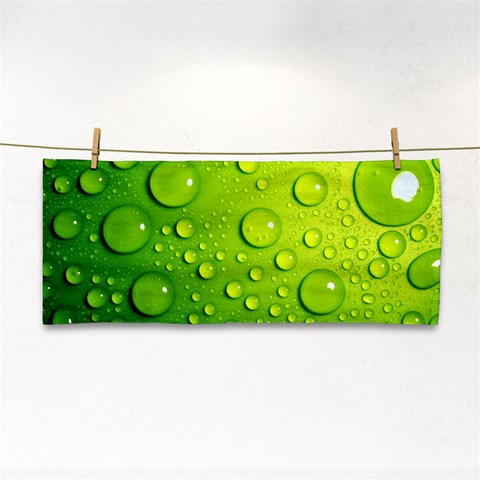 Green Water Drops Hand Towel from ArtsNow.com Front
