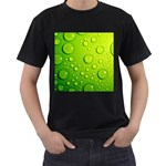 Green Water Drops Men s T-Shirt (Black)