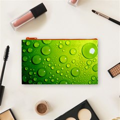 Green Water Drops Cosmetic Bag (Small) from ArtsNow.com Front
