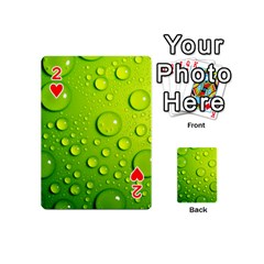 Green Water Drops Playing Cards 54 (Mini) from ArtsNow.com Front - Heart2