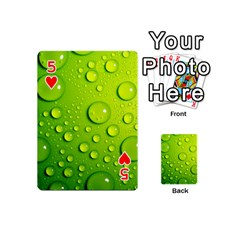 Green Water Drops Playing Cards 54 (Mini) from ArtsNow.com Front - Heart5