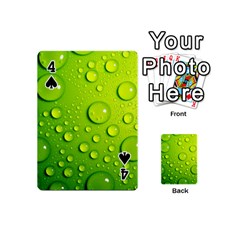 Green Water Drops Playing Cards 54 (Mini) from ArtsNow.com Front - Spade4