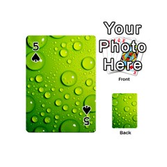 Green Water Drops Playing Cards 54 (Mini) from ArtsNow.com Front - Spade5