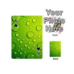 Green Water Drops Playing Cards 54 (Mini) from ArtsNow.com Front - Spade6