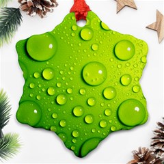 Green Water Drops Snowflake Ornament (Two Sides) from ArtsNow.com Front