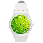 Green Water Drops Round Plastic Sport Watch (M)