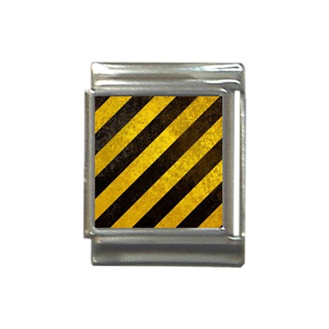 Black And Yellow Caution Italian Charm (13mm) from ArtsNow.com Front