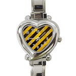 Black And Yellow Caution Heart Italian Charm Watch