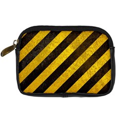 Black And Yellow Caution Digital Camera Leather Case from ArtsNow.com Front