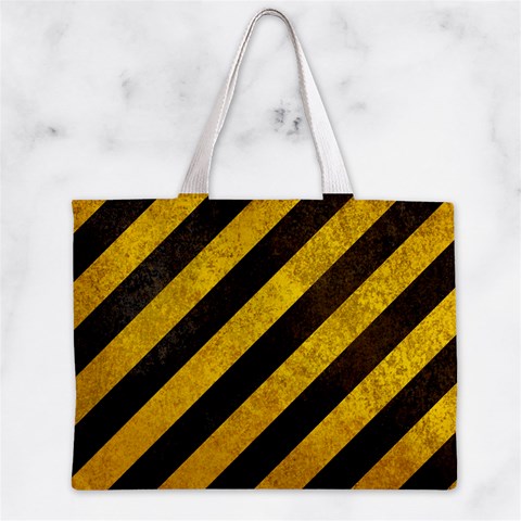 Black And Yellow Caution Zipper Mini Tote Bag from ArtsNow.com Front