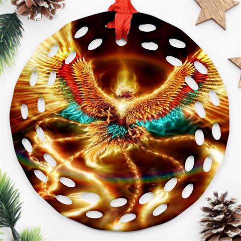 Fire Eagle Art Ornament (Round Filigree) from ArtsNow.com Front
