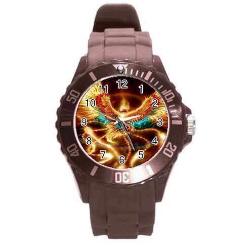Fire Eagle Art Round Plastic Sport Watch (L) from ArtsNow.com Front
