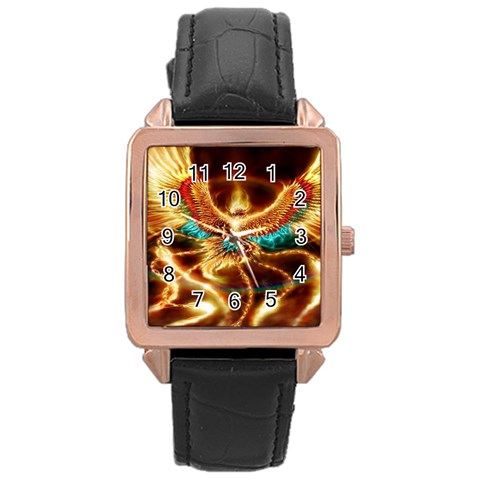 Fire Eagle Art Rose Gold Leather Watch  from ArtsNow.com Front