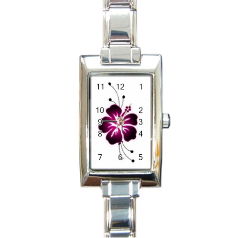 Pink Hawaiian Flower Rectangle Italian Charm Watch from ArtsNow.com Front