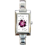Pink Hawaiian Flower Rectangle Italian Charm Watch