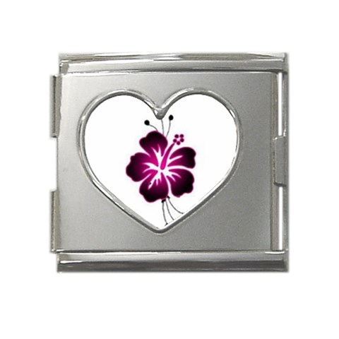 Pink Hawaiian Flower Mega Link Heart Italian Charm (18mm) from ArtsNow.com Front