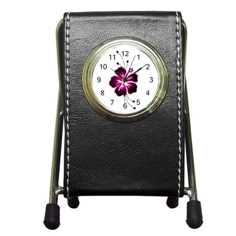 Pink Hawaiian Flower Pen Holder Desk Clock from ArtsNow.com Front