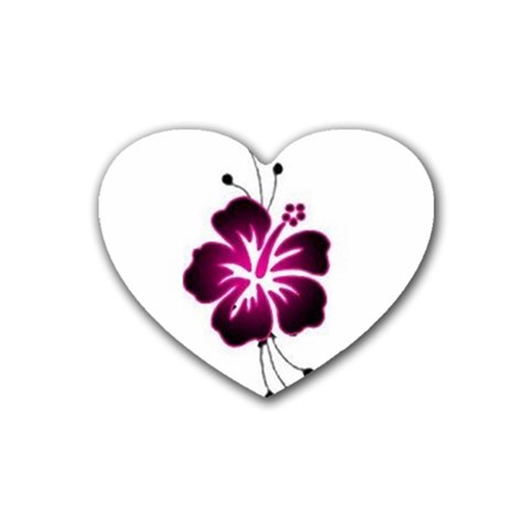 Pink Hawaiian Flower Rubber Heart Coaster (4 pack) from ArtsNow.com Front