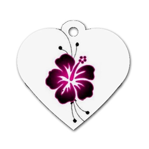 Pink Hawaiian Flower Dog Tag Heart (One Side) from ArtsNow.com Front