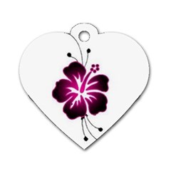Pink Hawaiian Flower Dog Tag Heart (Two Sides) from ArtsNow.com Back