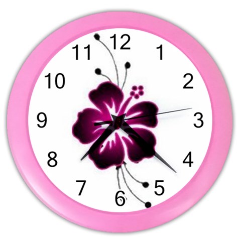 Pink Hawaiian Flower Color Wall Clock from ArtsNow.com Front