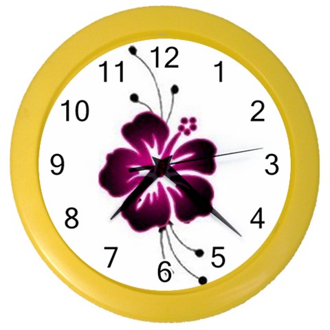 Pink Hawaiian Flower Color Wall Clock from ArtsNow.com Front