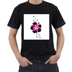 Pink Hawaiian Flower Men s T-Shirt (Black)
