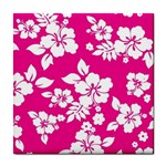 Pink Hawaiian Flowers Tile Coaster