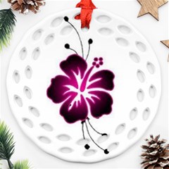 Pink Hawaiian Flower Round Filigree Ornament (Two Sides) from ArtsNow.com Back