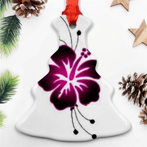 Pink Hawaiian Flower Christmas Tree Ornament (Two Sides) from ArtsNow.com Front
