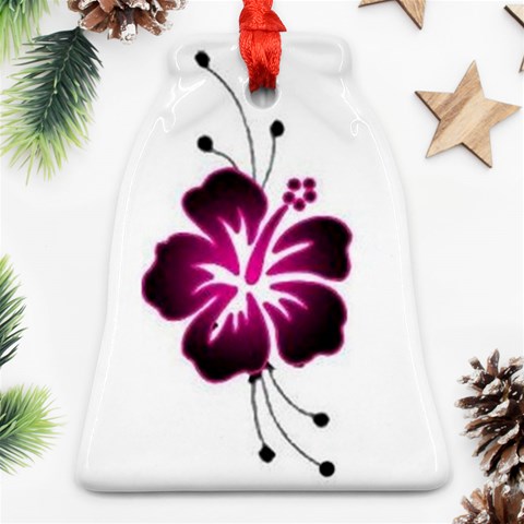 Pink Hawaiian Flower Bell Ornament (Two Sides) from ArtsNow.com Front