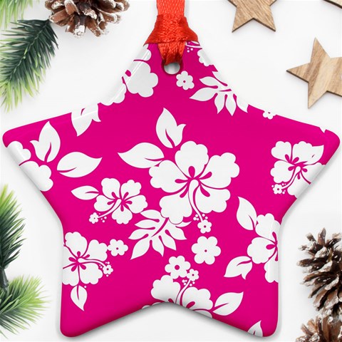 Pink Hawaiian Flowers Ornament (Star) from ArtsNow.com Front