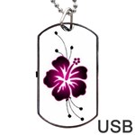 Pink Hawaiian Flower Dog Tag USB Flash (One Side)