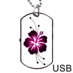Pink Hawaiian Flower Dog Tag USB Flash (Two Sides) from ArtsNow.com Back