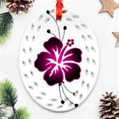 Pink Hawaiian Flower Oval Filigree Ornament (Two Sides) from ArtsNow.com Back